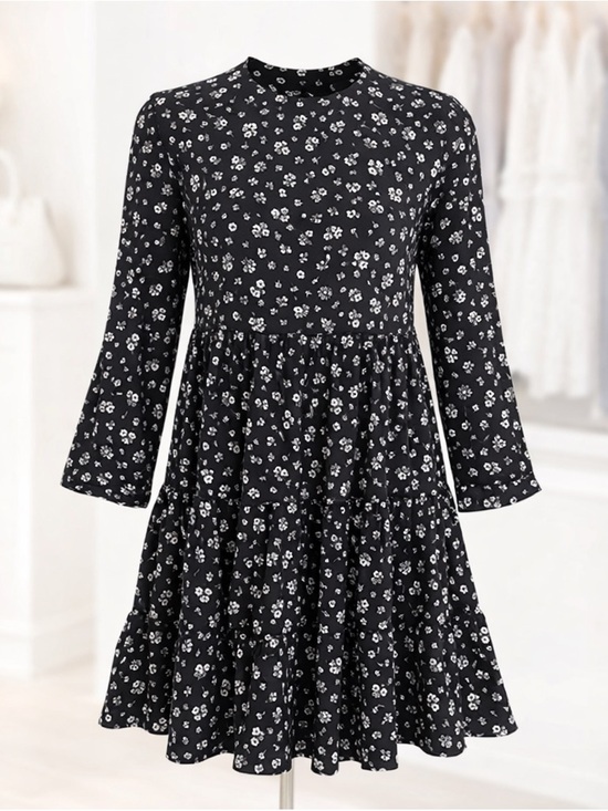 Buffalo David Bitton Dresses & Skirts - Buffalo Women’s Size Small Petite Black Botanical Floral Long Sleeve Dress New
